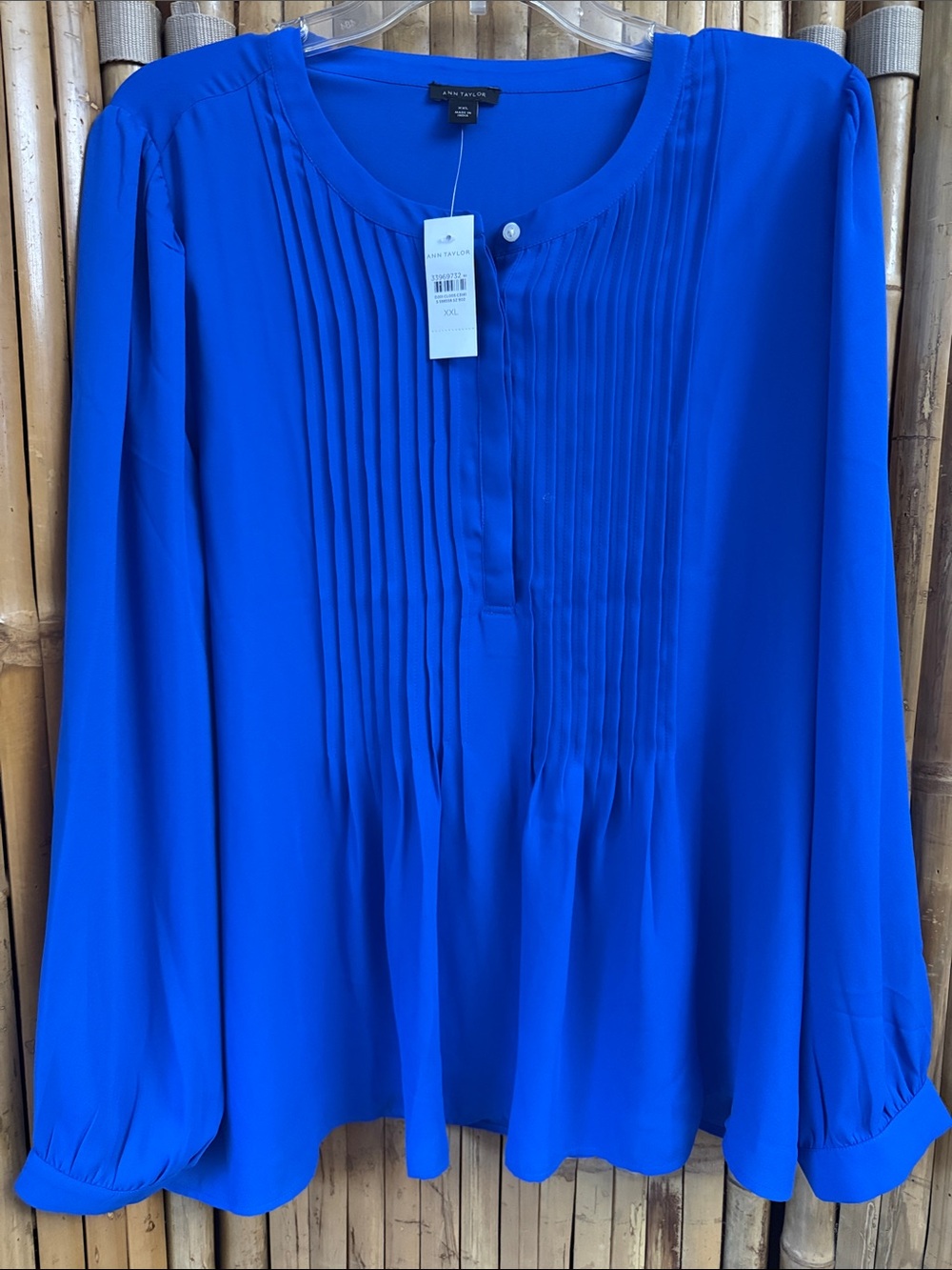 Ann Taylor Cobalt Blue Pintuck Front Blouse NWT